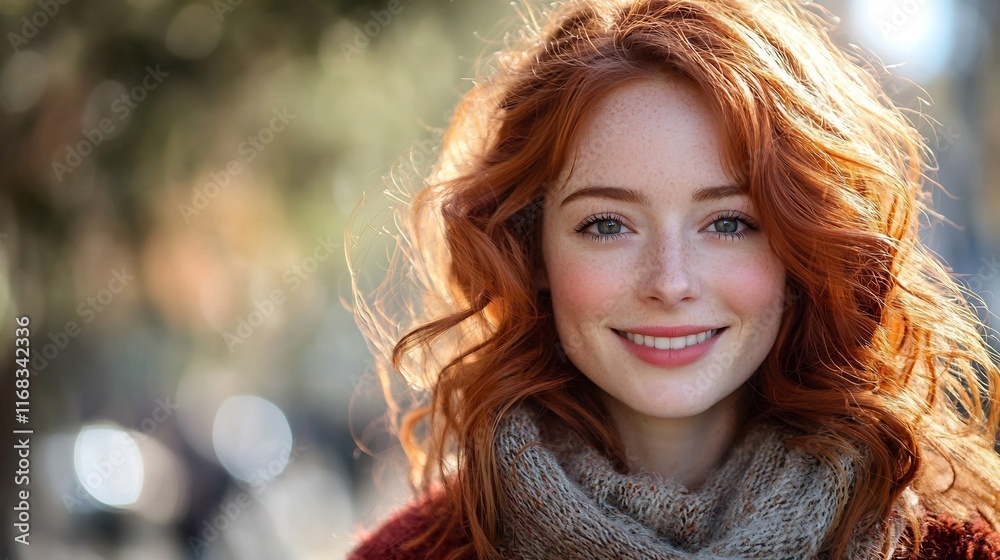 Radiant Redhead Enjoys Carefree Outdoor Moment with Warm,Lighthearted Expression Radiant Redhead Enjoys Carefree Outdoor Moment with Warm,Lighthearted Expression