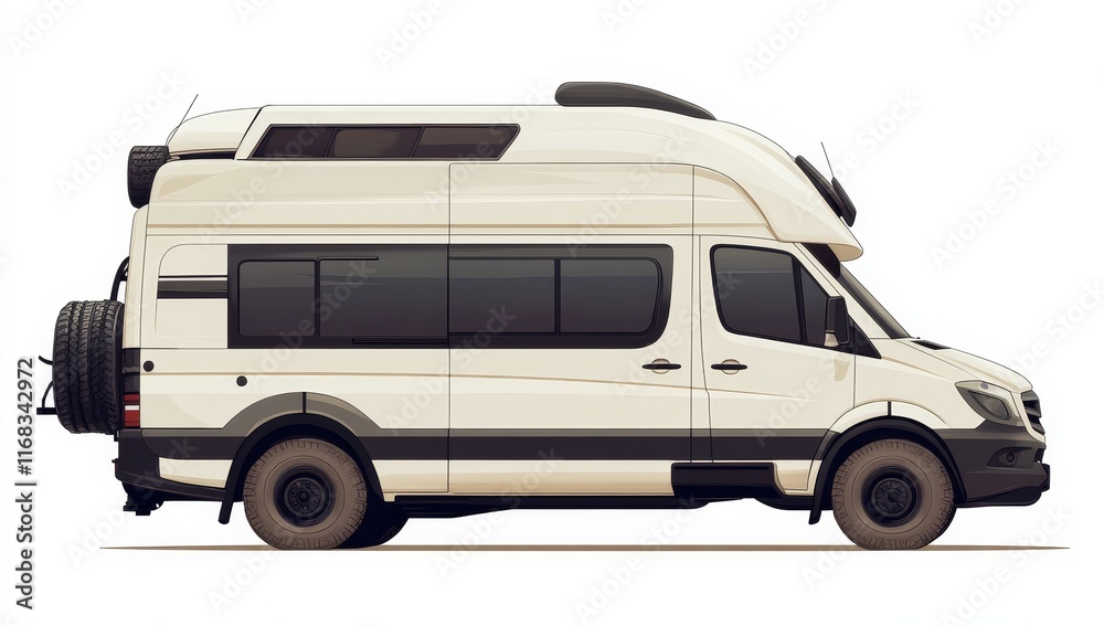 Off-road campervan, side view illustration. Off-road campervan, side view illustration.