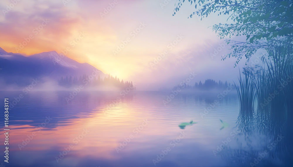 Fototapeta premium Sunrise Reflection on Tranquil Lake