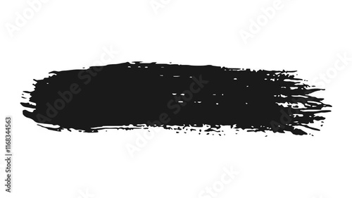 Abstract black ink hand painted brush strokes on white background. Animation. Single paint brush stroke being painted from left to right, monochrome.