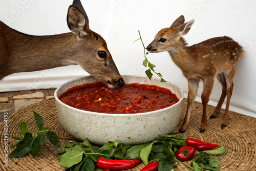 Spicy dish with red chili peppers photo