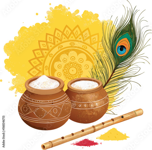 A vector illustration of the Hindu religion elements