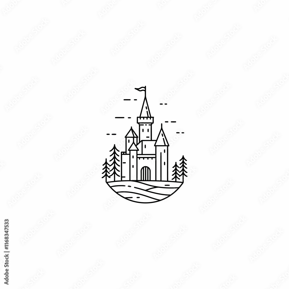 Obraz premium Minimalist Black and White Line Art Logos of Scenic Homestays by Nature.