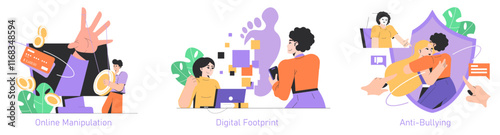 Safety Internet Day. Flat Vector Illustration