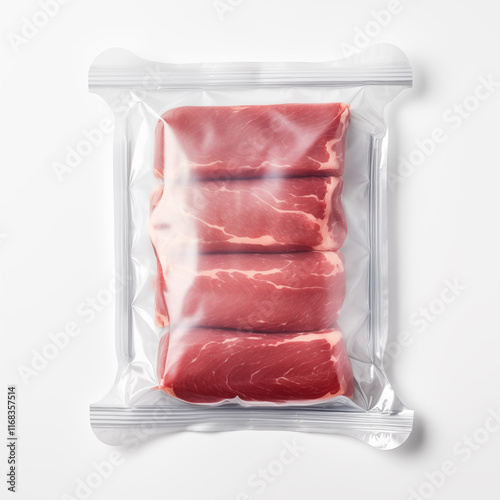 vacuum pack, on white background, top view flat lay, Mock up