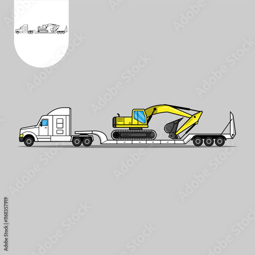 A vector illustration of a delivery truck icon, symbolizing cargo transport and industrial vehicle equipment