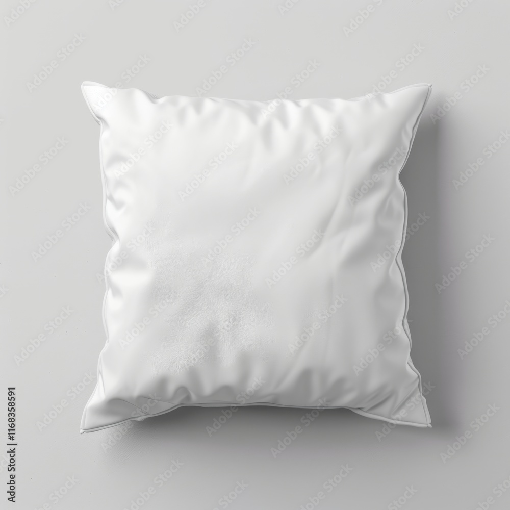 Fototapeta premium White square pillow mockup on gray background. (3)