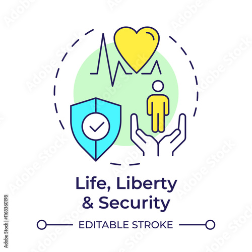 Foto Life, liberty and security multi color concept icon