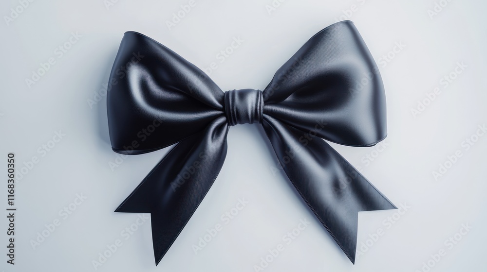 Naklejka premium Elegant black satin ribbon bow.