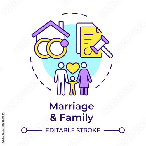 Obraz na plátně Marriage and family multi color concept icon