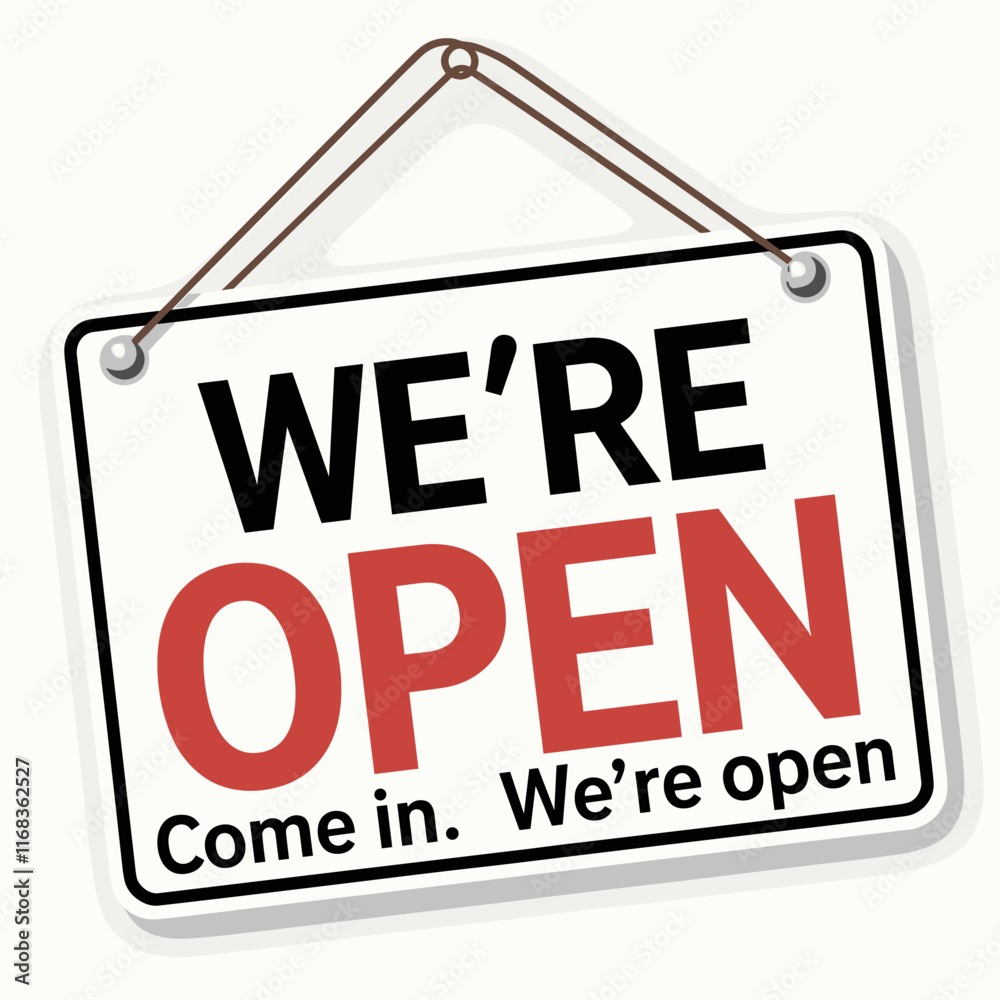 Classic We're Open Sign with Hanging Board Classic We're Open Sign with Hanging Board