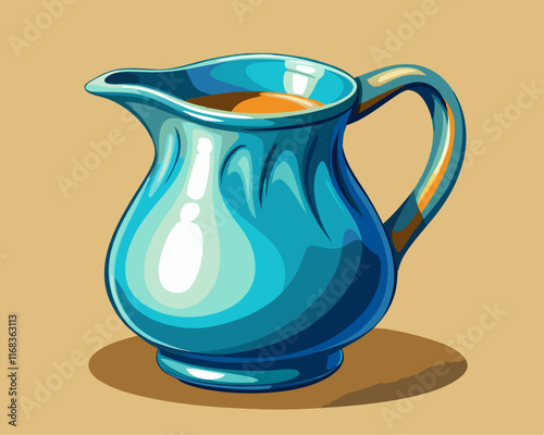 A delicate ceramic milk jug with a soft blue glaze, placed on a warm cream-colored background