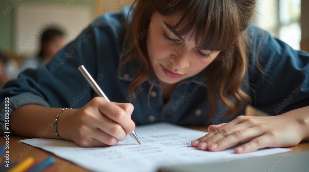 Student checking answers on an exam Student checking answers on an exam
