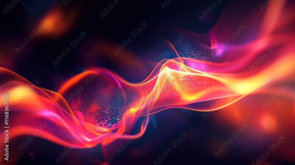 Obraz premium Abstract fiery waves digital art on dark background