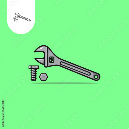 a illustration of a adjustable wrench