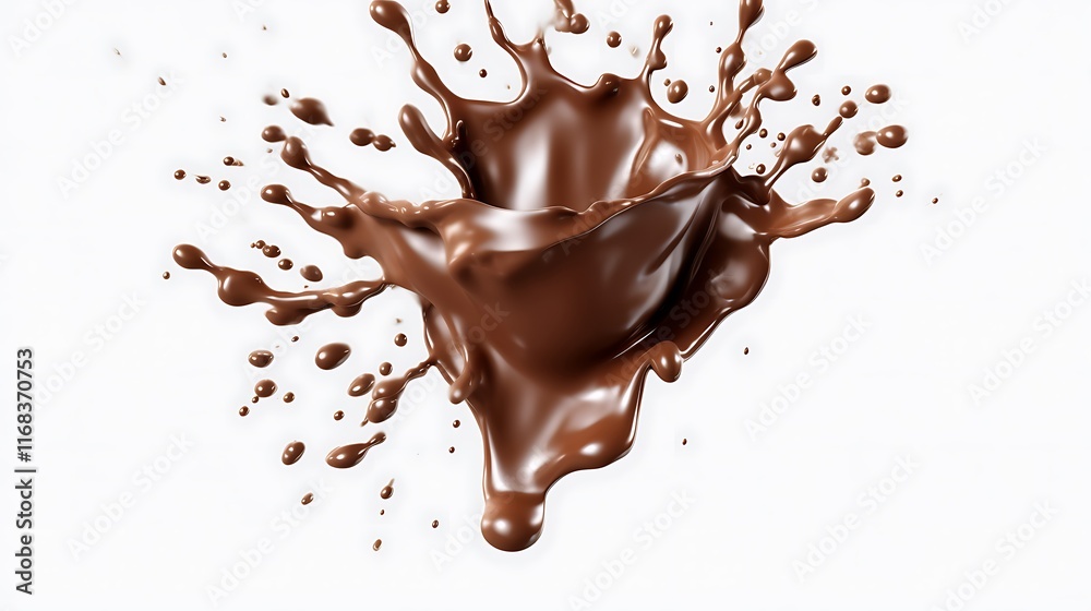 Fototapeta premium Delicious Chocolate Splashing Against White Background