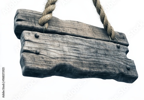 Rustic wooden sign hanging on rope. (3) photo