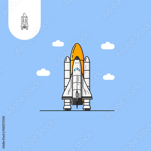 rocket in the sky blue