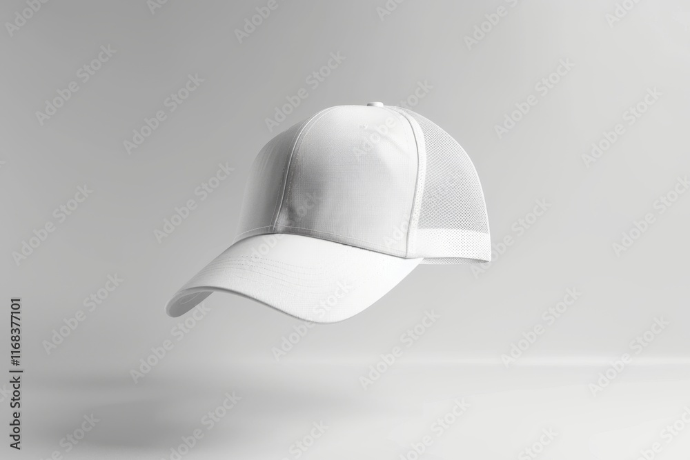 White mesh back baseball cap mockup. White mesh back baseball cap mockup.