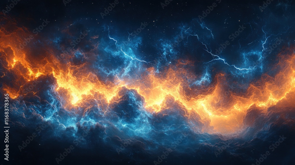 Electric Storm Lightning Thunder Smoke Cloud Background with Blue Glow and Magical Energy Effect Electric Storm Lightning Thunder Smoke Cloud Background with Blue Glow and Magical Energy Effect