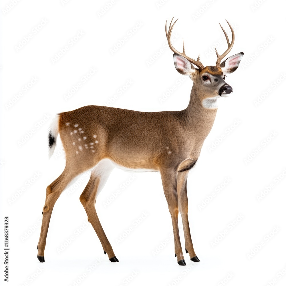 White Background Deer with Antlers White Background Deer with Antlers