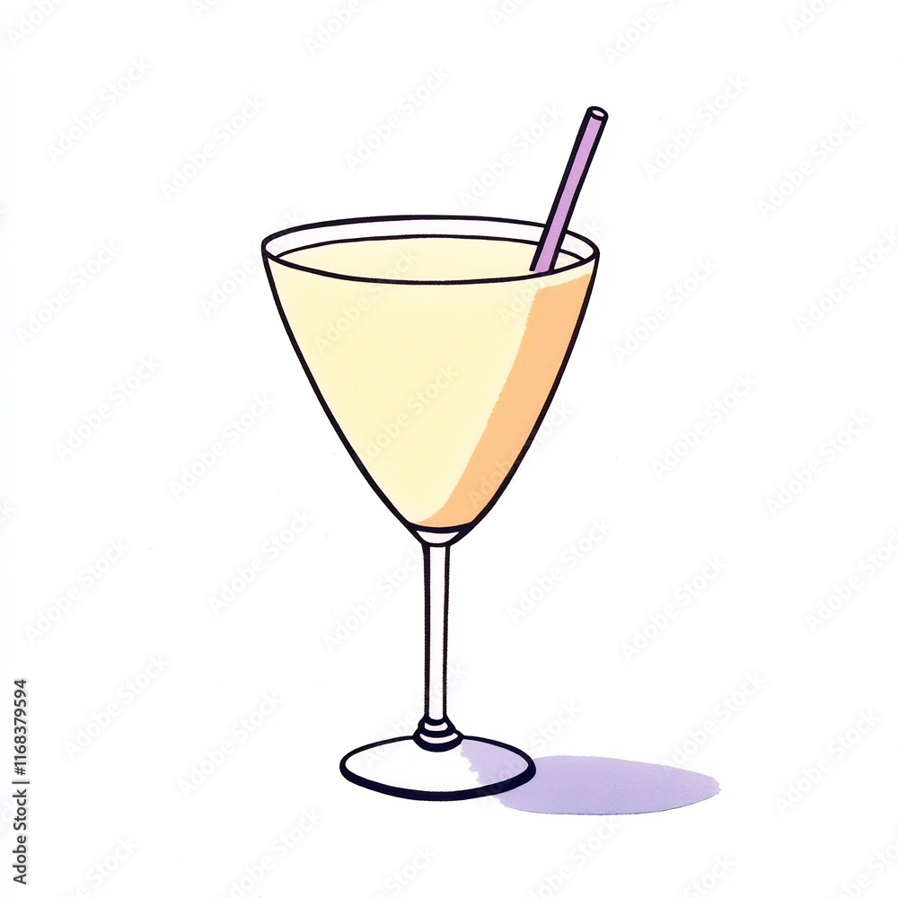 Creamy Cocktail Illustration: Vibrant, Hand-Drawn Style Drink Design. AI Generated Creamy Cocktail Illustration: Vibrant, Hand-Drawn Style Drink Design. AI Generated