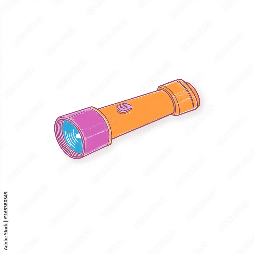 Vibrant Hand-Drawn Illustration: A Retro Flashlight Gleams Brightly. AI Generated Vibrant Hand-Drawn Illustration: A Retro Flashlight Gleams Brightly. AI Generated