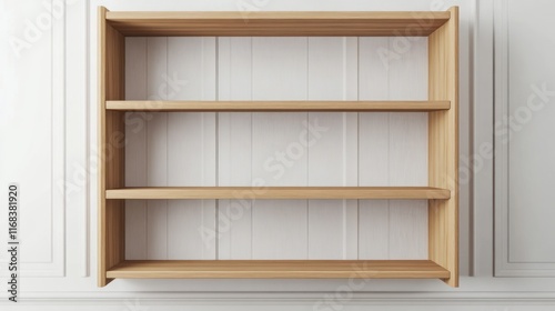 Empty wooden wall shelf.