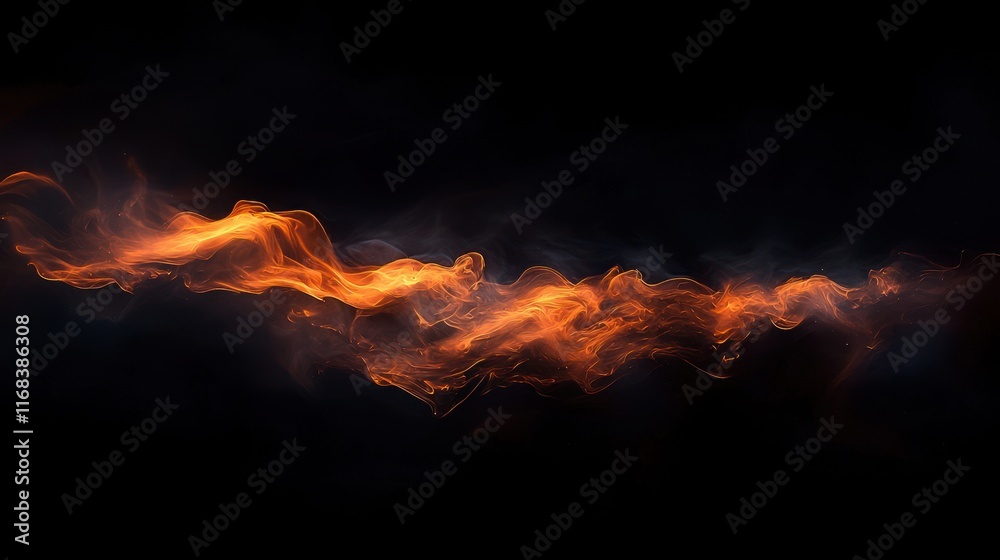 Obraz premium Abstract fiery swirls, an ethereal dance of orange and black, a mesmerizing visual spectacle of energy and movement, capturing the essence of incandescent motion.