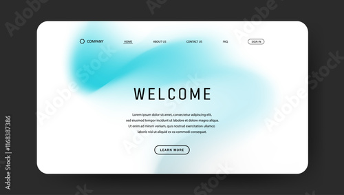 Abstract wave futuristic design of landing page. trendy gradient mesh website design	
