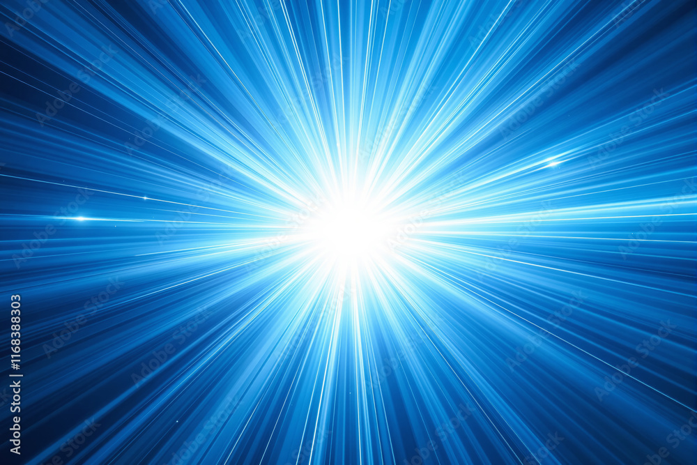 Bright blue light burst with rays extending outward from the center. Bright blue light burst with rays extending outward from the center.