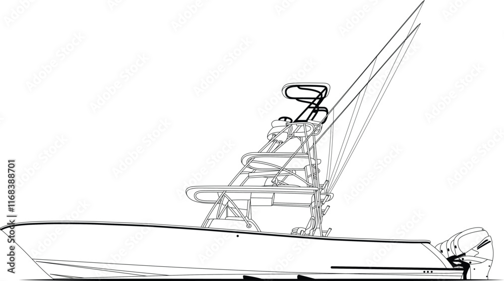 Fototapeta premium Boat Vector, Fishing boat vector, Sport fishing boat vector 