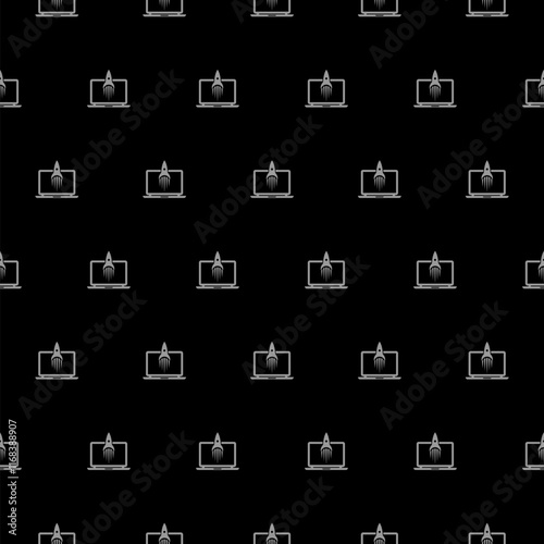 Business startup project icon isolated seamless pattern on black background