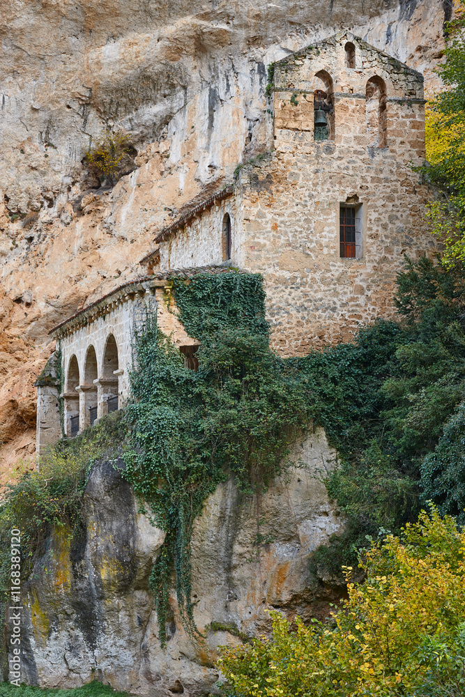 Picturesque medieval chapel in Tobera, Burgos. Castilla y Leon. Spain