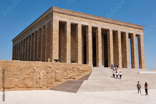 Ataturk mausoleum memorial in Ankara. Building landmark in Turkey. Asia