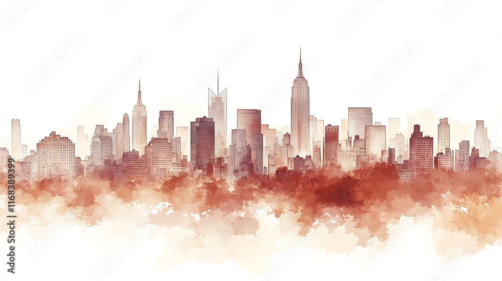Digital illustration of new york city urban skyline abstract Digital illustration of new york city urban skyline abstract