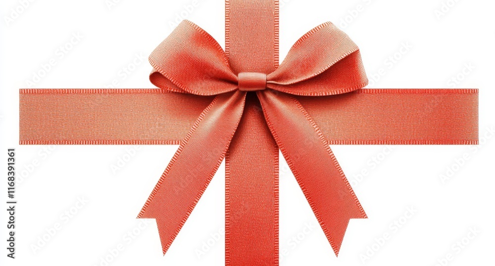 Coral ribbon bow isolated on white. Coral ribbon bow isolated on white.