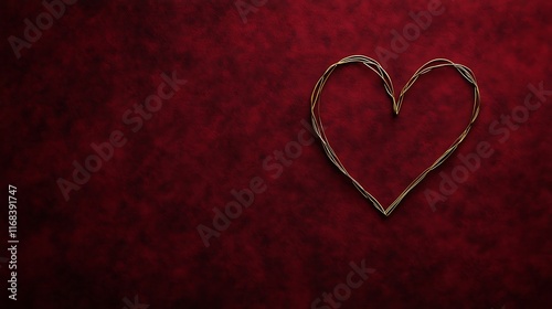 valentine's day gold heart-shaped frame on a red velvet background