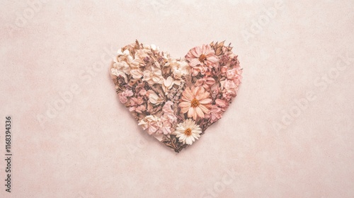 Exquisite Floral Heart on Handmade Paper - Cinematic Valentine Artwork in Earthy Tones