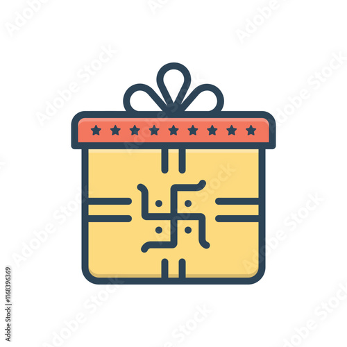 Color illustration icon for gift