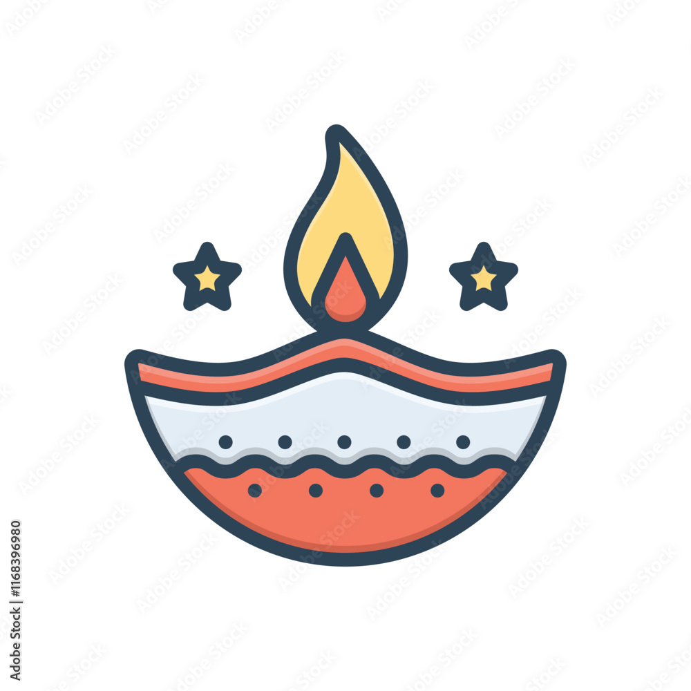 Fototapeta premium Color illustration icon for diya