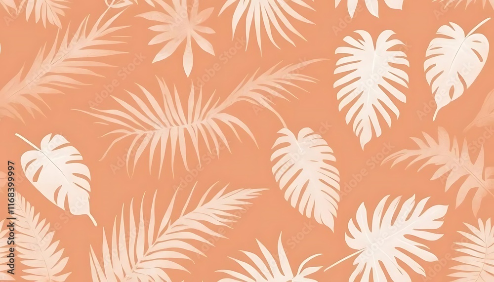 Pastel Tropical Leaf Pattern Background Design Pastel Tropical Leaf Pattern Background Design