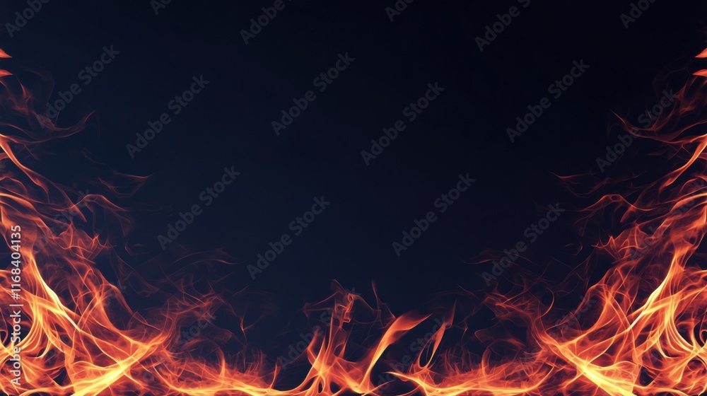 A vibrant display of flames against a dark backdrop, ideal for backgrounds or creative designs, conveying intensity and energy. A vibrant display of flames against a dark backdrop, ideal for backgrounds or creative designs, conveying intensity and energy.