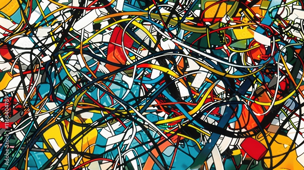 Fototapeta premium Abstract Tangled Lines and Shapes