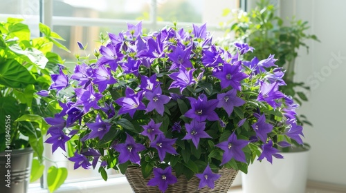 Wallpaper Mural Purple Flowers in a Wicker Basket on a Windowsill Torontodigital.ca