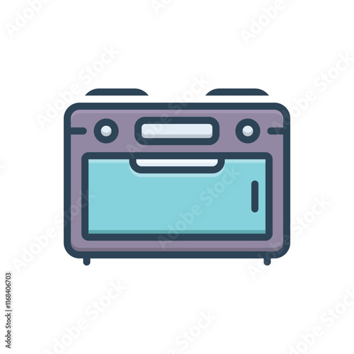 Color illustration icon for oven