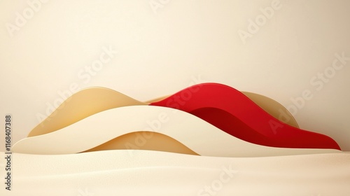 Abstract composition featuring curved layers of vibrant colors. Perfect for modern design projects and creative backgrounds.