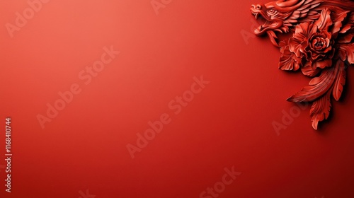 Elegant red background with intricate floral designs, perfect for artistic and creative projects.