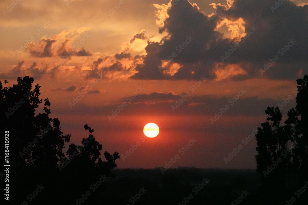 Obraz premium Rose sunset and colorful clouds