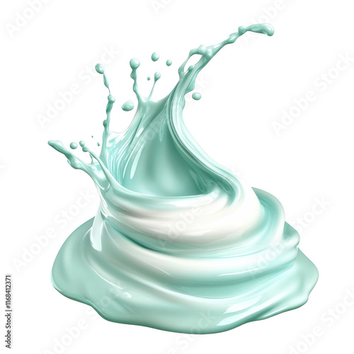 Yogurt Wave Swirl Splash Isolated for Culinary Designs on transparent background photo